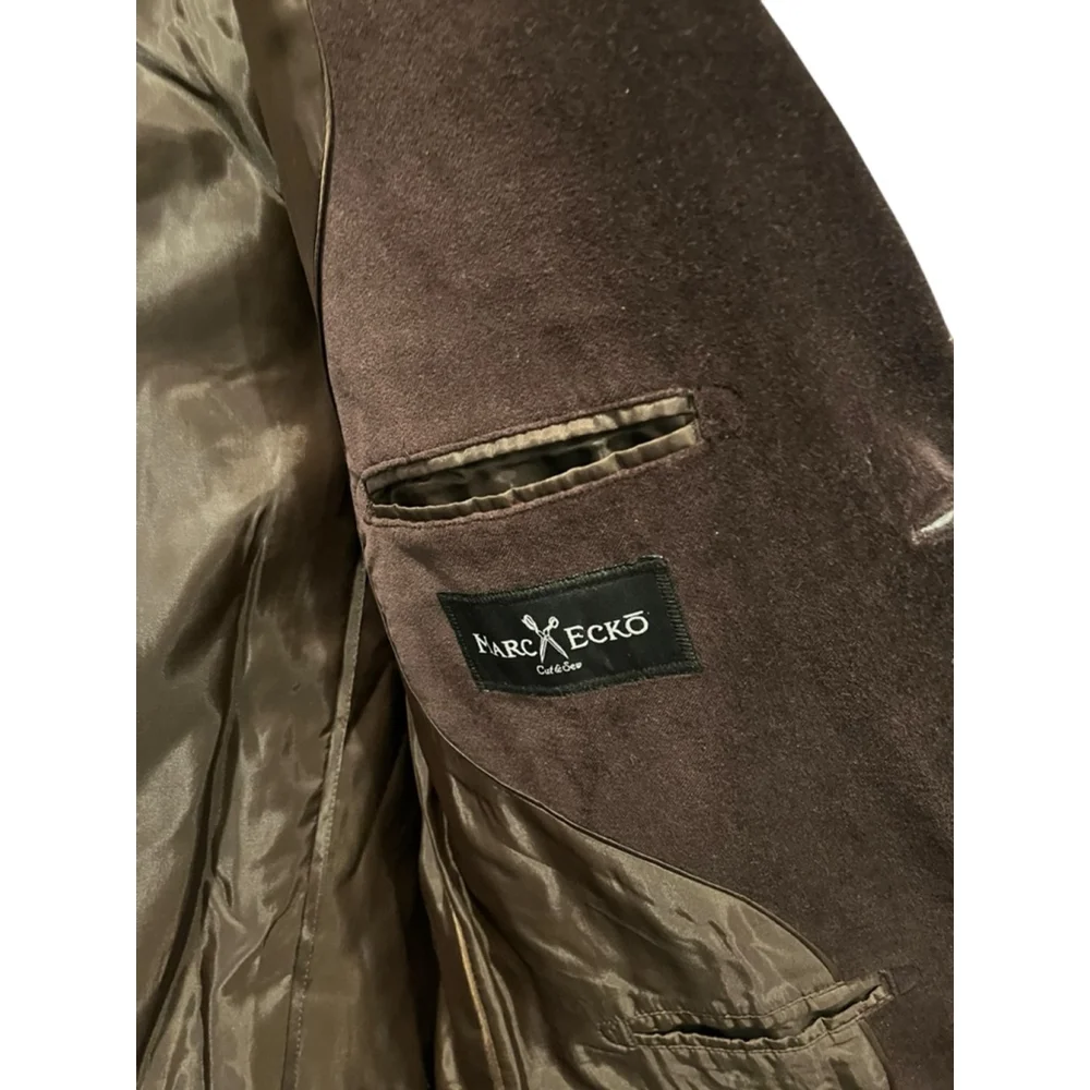 Vintage Marc Ecko Velvet Cut & Sew Chocolate Brown Blazer Size XL Men's Piping